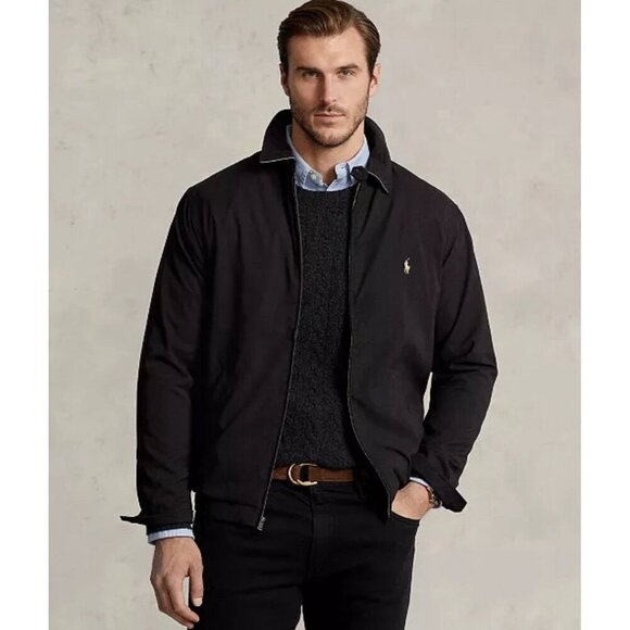 Polo Ralph Lauren Jacket Mens 3XLT Black Full Zip Collared Windbreaker Preppy - Picture 1 of 16